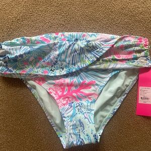NWT Lilly Pulitzer Bikini Bottom Size 2 Sink or Swim Lagoon Sarong Hipster